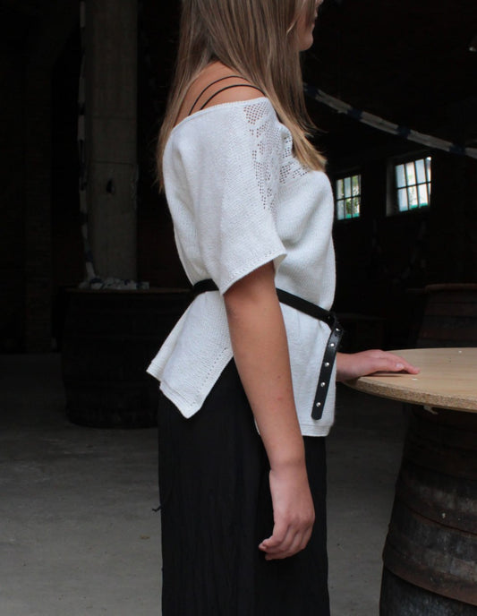 White Cashmere and Cotton Sweater with “Winged Lion” Ornament