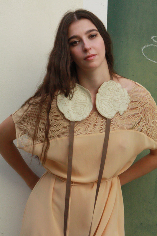 Long Silk Dress with “Venetian Birds” Ornament