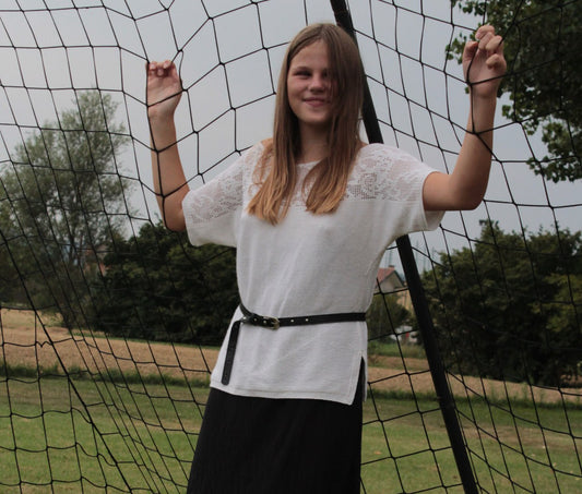 White Cashmere and Cotton Sweater with “Winged Lion” Ornament