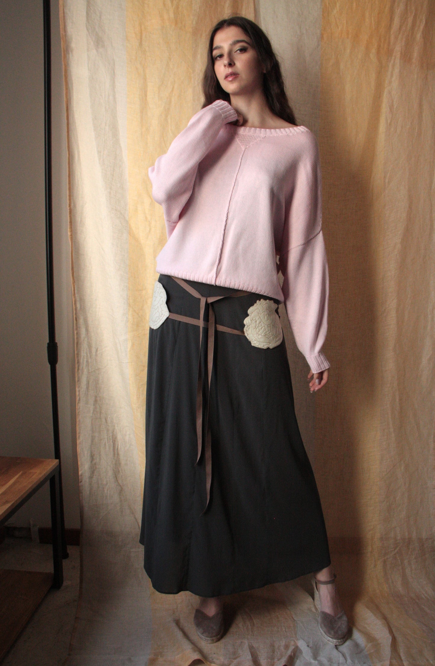 Merino Wool Sweater with Handmade Detail