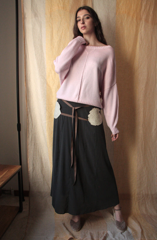Merino Wool Sweater with Handmade Detail