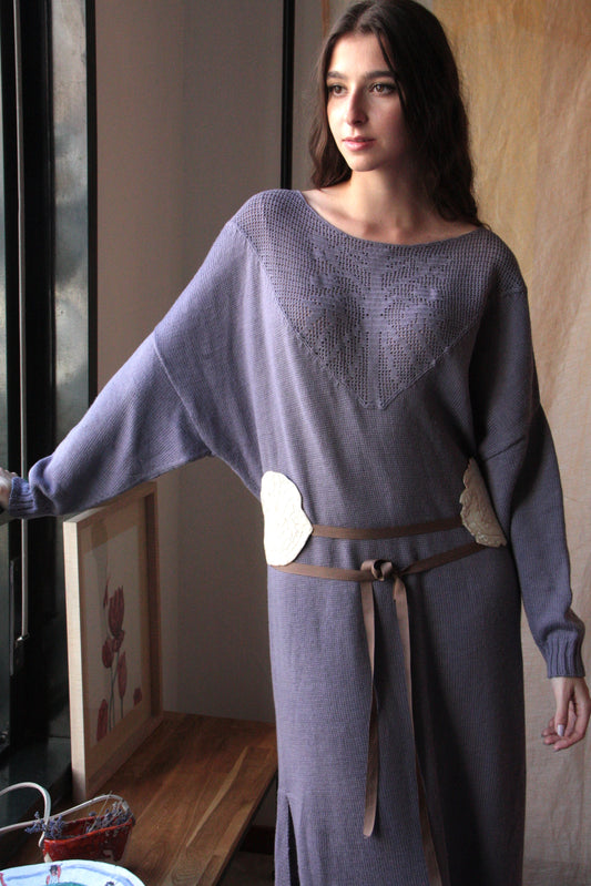 Merino Wool Dress with “Tree of Lineage” Ornament